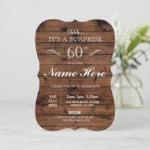 Verrassing verjaardagsfeestje rustiek hout elke le kaart (Staand voorkant)