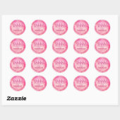 Verrassing verjaardagsfeestje Shhh! Roze Waterverf Ronde Sticker (Vel)