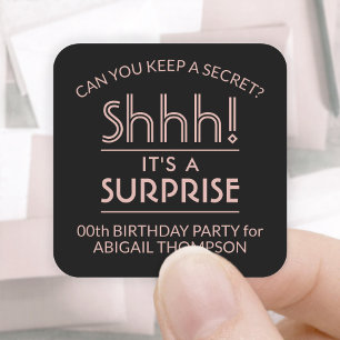 Verrassing verjaardagsfeestje Shhh! Stijlvol roze  Vierkante Sticker
