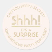 Verrassing Verjaardagsfeestje Stijlvolle Blush Roz Ronde Sticker (Voorkant)