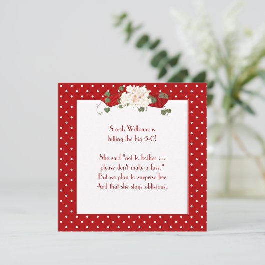 Verrassing Verjaardagsfeestuitnodiging Kaart (Staand voorkant)