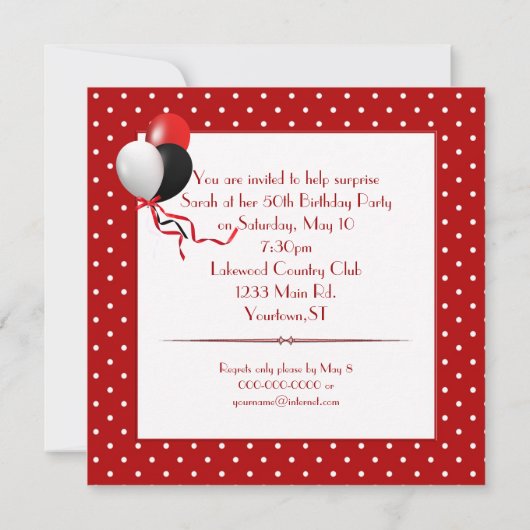 Verrassing Verjaardagsfeestuitnodiging Kaart (Achterkant)