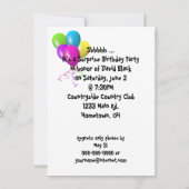 Verrassing Verjaardagsfeestuitnodiging met ballonn Kaart (Achterkant)