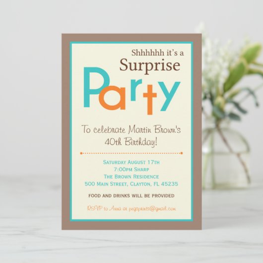 Verrassing verjaardagsfeestuitnodigingen - Mannen Kaart (Staand voorkant)