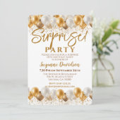Verrassing Verjaardagspartij Gouden Ballon Kaart (Staand voorkant)