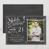 Verrassing verjaardagsuitnodiging 21 schoolbord ru kaart (Voorkant / Achterkant)