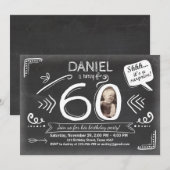 Verrassing verjaardagsuitnodiging 60e schoolbord kaart (Voorkant / Achterkant)