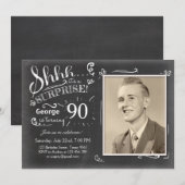 Verrassing verjaardagsuitnodiging 90 schoolbord ru kaart (Voorkant / Achterkant)