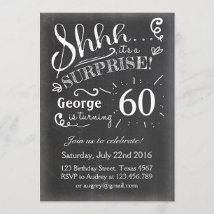 Verrassing verjaardagsuitnodiging Chalkboard Rusti Kaart