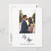 Verrassing We Eloped Mr & Mrs Elegant Kalligrafie Briefkaart (Voorkant / Achterkant)