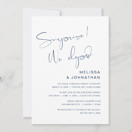 Verrassing, we zijn weggelopen, Bruiloft Wegloopfe Kaart (Voorkant)