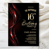 Verrassing Zwart Rood 16e Verjaardagsfeest Kaart