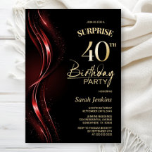 Verrassing Zwart Rood 40e Verjaardagsfeest