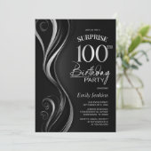 Verrassing Zwart Zilver 100ste Verjaardagsfeest Kaart (Staand voorkant)