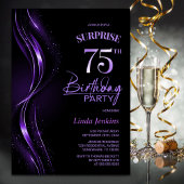 Verrassing Zwarte Paarse 75e Verjaardagsfeest Kaart