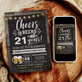 Verrassings Cheers en Bieren 21e Verjaardagsuitnod Kaart