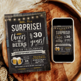 Verrassings Cheers en Bieren 30e verjaardagsuitnod Kaart