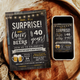 Verrassings Cheers en Bieren 40e verjaardagsuitnod Kaart