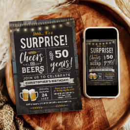 Verrassings Cheers en Bieren 50ste verjaardagsuitn Kaart