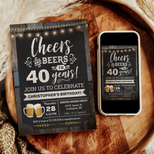 Verrassings Cheers en Biertjes 40e verjaardagsuitn Kaart