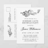 VERRASSINGSFEEST 100e verjaardag Golf Thema Uitnodiging Briefkaart (Voorkant / Achterkant)