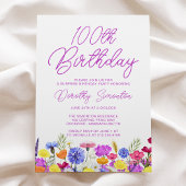 VERRASSINGSFEEST 100TH Verjaardag Paarse Wildflowe Kaart