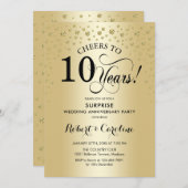 Verrassingsfeest 10-jarig jubileum - Goud Zwart Kaart (Voorkant / Achterkant)