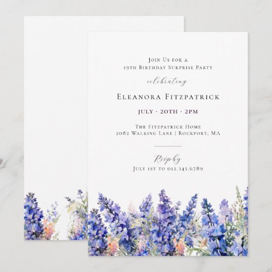 Verrassingsfeest 19e Verjaardag Blauw Juli Geboort Kaart (Voorkant / Achterkant)