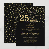 Verrassingsfeest 25-jarig jubileum - Black Gold Kaart (Voorkant / Achterkant)