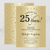 Verrassingsfeest 25-jarig jubileum - Goud Zwart Kaart (Voorkant / Achterkant)