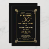 Verrassingsfeest 30e verjaardag Zwart en Goud Kaart (Voorkant / Achterkant)