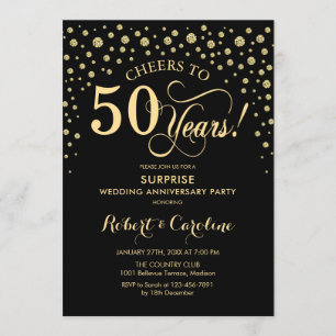 Verrassingsfeest 50-jarig jubileum - Zwarte goud Kaart