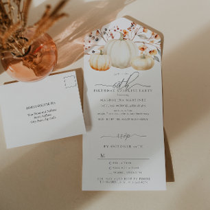 Verrassingsfeest 60e verjaardag Pompoen Fall Leave All In One Uitnodiging