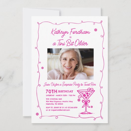 VERRASSINGSFEEST 70e verjaardag Foto Martini Kaart (Voorkant)
