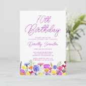 VERRASSINGSFEEST 70E Verjaardag Paarse Wildflower Kaart (Staand voorkant)