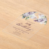 Verrassingsfeest 80e Verjaardag Paarse Bloemenboog Acryl Uitnodigingen (Laagn)