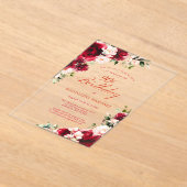 Verrassingsfeest 90e verjaardag Red Rose Pink Peon Acryl Uitnodigingen (Laagn)