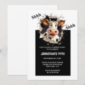 Verrassingsfeest | Funny cartoon koe pensioen afst Kaart (Voorkant / Achterkant)