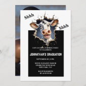 Verrassingsfeest | Grappige cartoon koe met foto a Kaart (Voorkant / Achterkant)