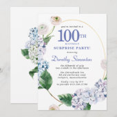 Verrassingsfeest Hydrangea Roos 100e Verjaardag Kaart (Voorkant / Achterkant)