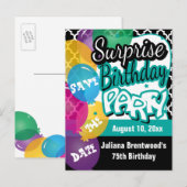 Verrassingsfeest in Blauwgroen | Save the date Aankondigingskaart (Voorkant / Achterkant)