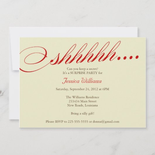 Verrassingsfeest Kaart (Voorkant)