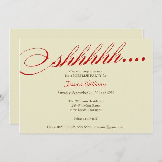 Verrassingsfeest Kaart (Voorkant / Achterkant)