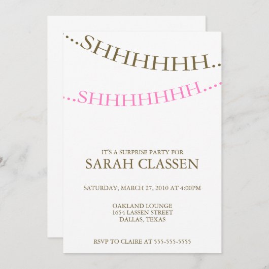 Verrassingsfeest Kaart (Voorkant / Achterkant)