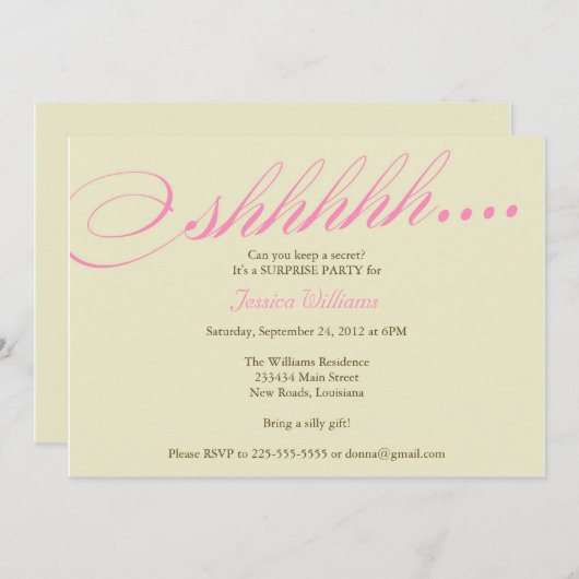 Verrassingsfeest Kaart (Voorkant / Achterkant)