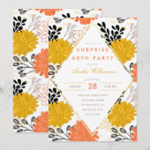 verrassingsfeest | Kleurrijke retro chrysanten Kaart (Voorkant / Achterkant)