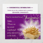 Verrassingsfeest | Paars en goud Kaart (Voorkant / Achterkant)