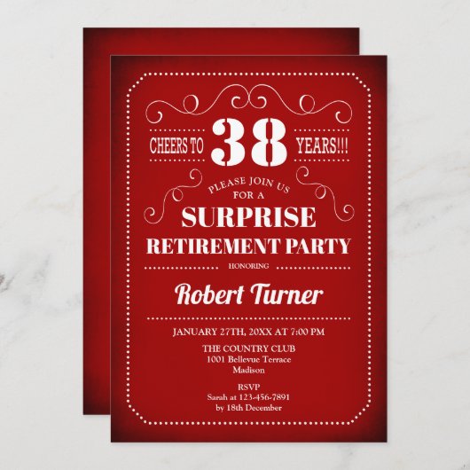 Verrassingsfeest - Rood & Wit Kaart (Voorkant / Achterkant)