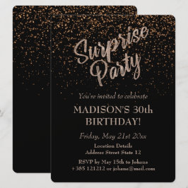 Verrassingsfeest Verjaardag Gouden Glitter Kaart