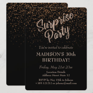 Verrassingsfeest Verjaardag Gouden Glitter Kaart